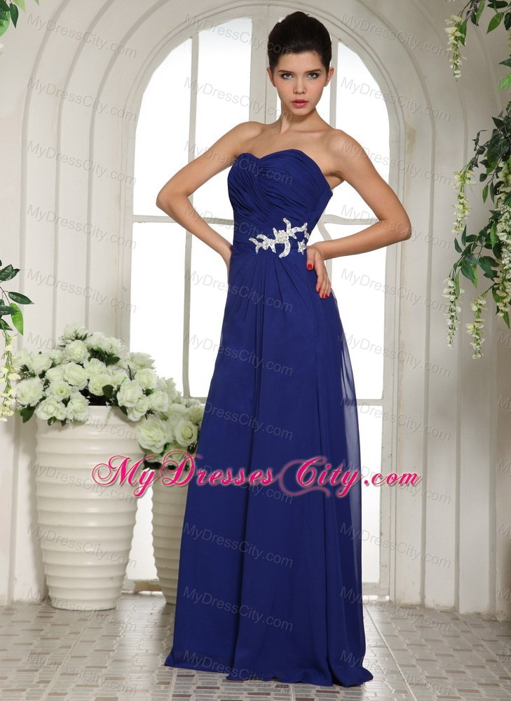 Royal Blue Sweetheart Appliques with Beading Bridesmaid Dress