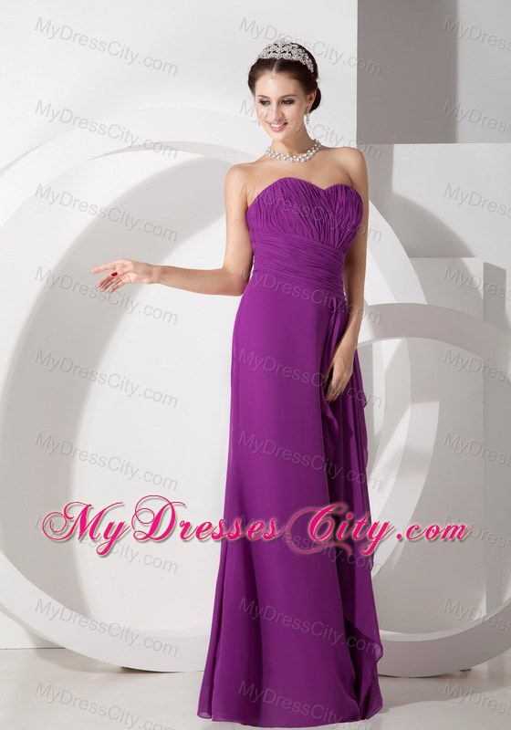 Purple Empire Sweetheart Floor-length Ruched Bridesmaid Dress