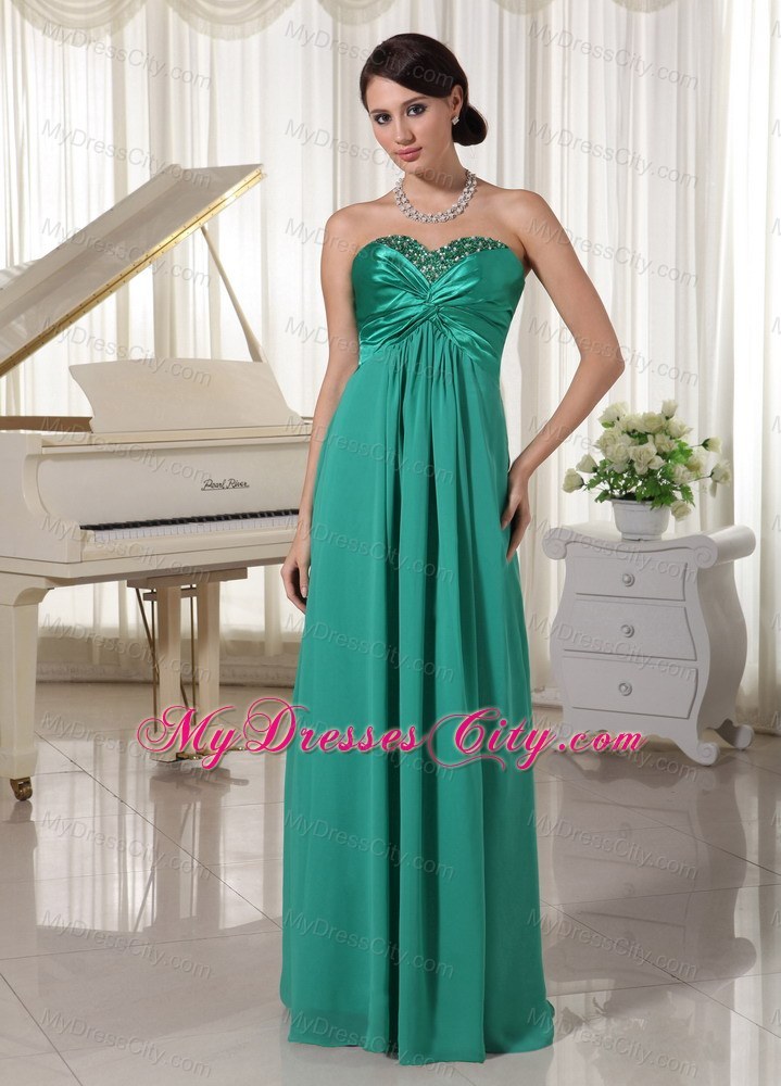 Turquoise Sweetheart Beaded Bridesmaid Dress For Wedding Party