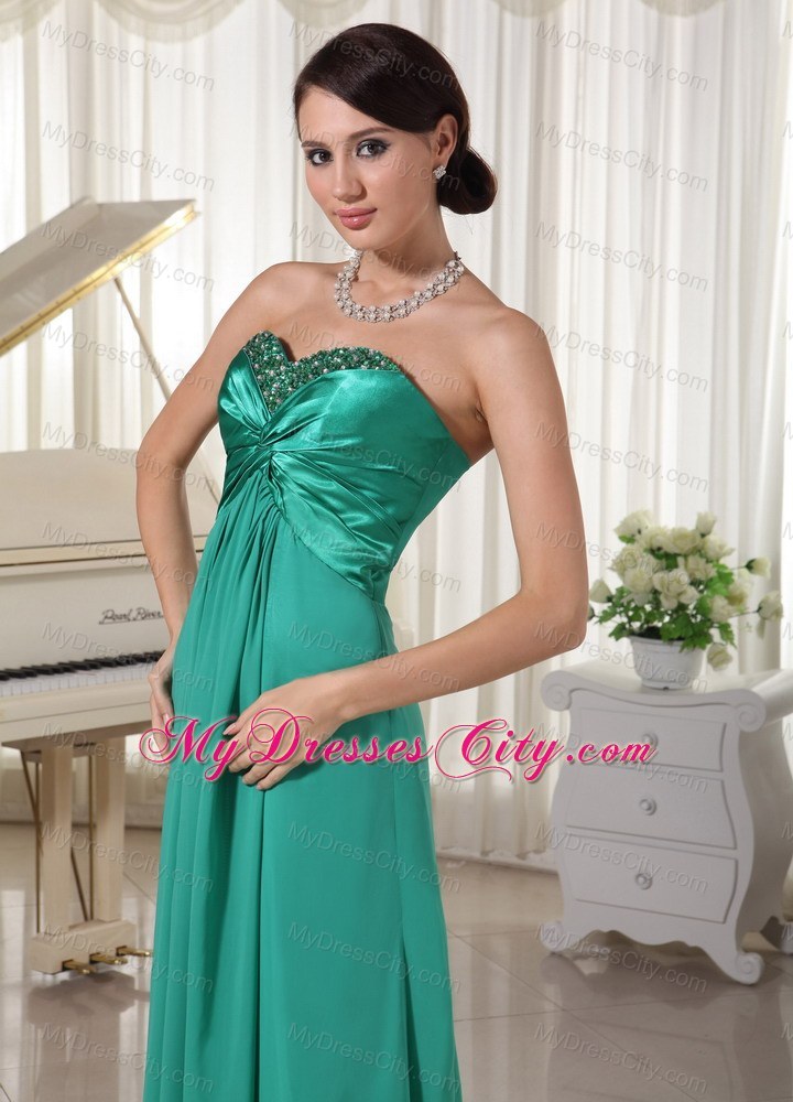 Turquoise Sweetheart Beaded Bridesmaid Dress For Wedding Party