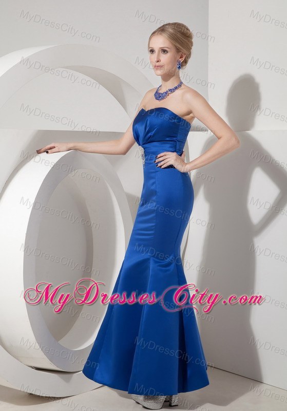 Royal Mermaid Sweetheart Beaded Ankle-length Bridesmaid Dress