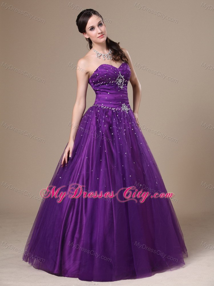 Purple A-Line Beading Sweetheart Prom Dress Floor-length