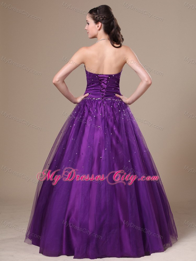 Purple A-Line Beading Sweetheart Prom Dress Floor-length