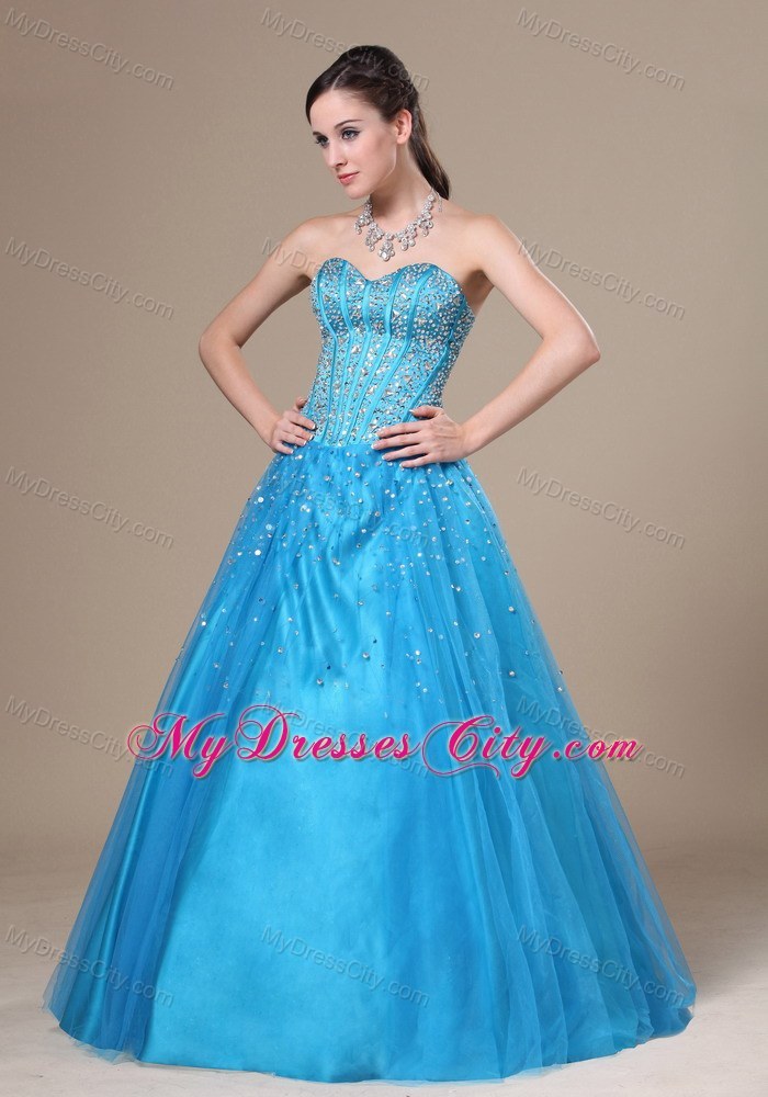 Aqua A-line Sweetheart Long 2013 Prom Evening Dress