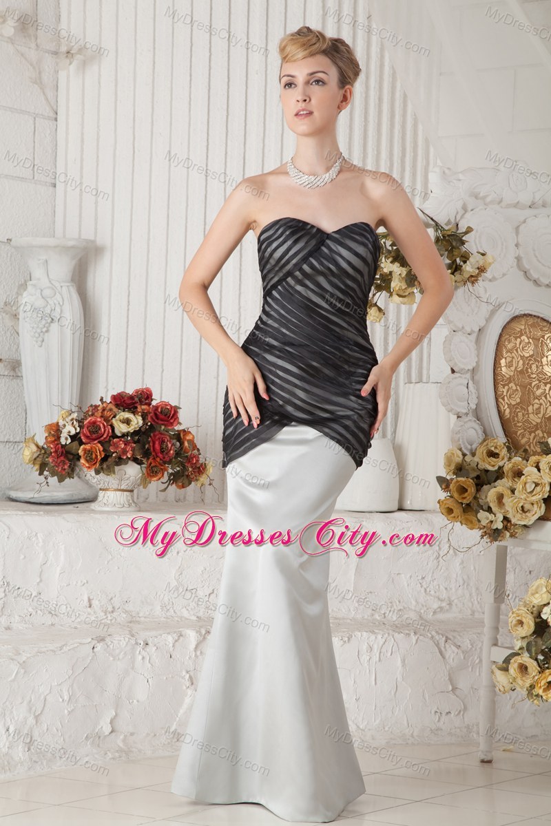 Ivory and Black Mermaid Ruched Sweetheart Prom Dress