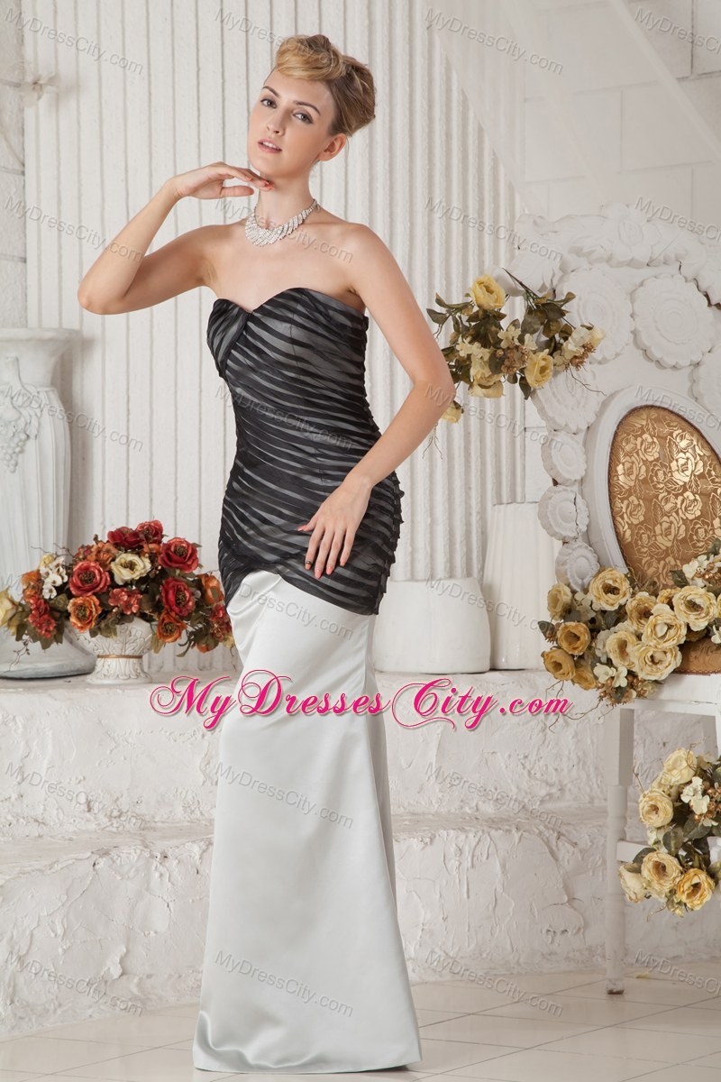 Ivory and Black Mermaid Ruched Sweetheart Prom Dress
