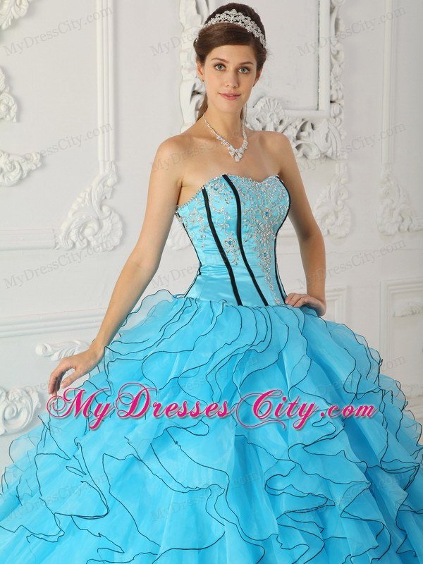 Fashionable Strapless Beading Baby Blue Quinceanera Dress for 2013