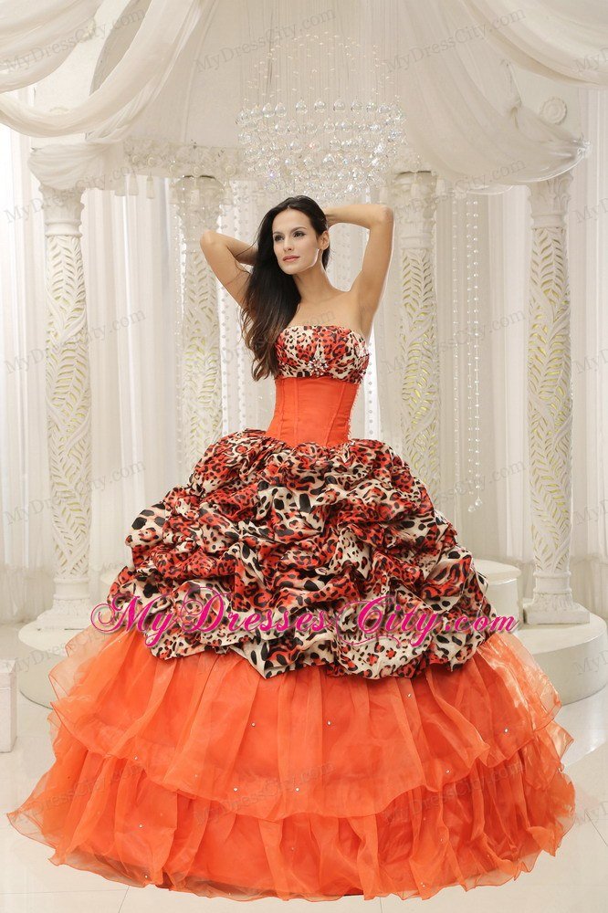 Puffy Leopard Ruffled Layers Quinceanera Dress in Party 2013