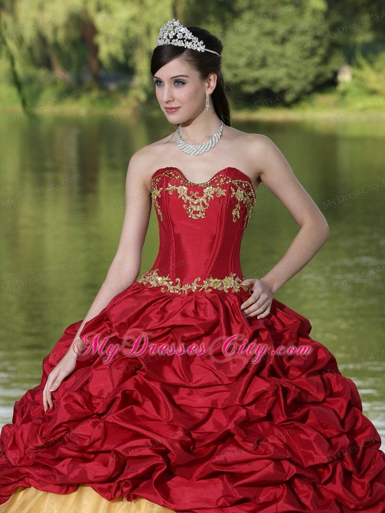 Appliques and Pickups Wine Red For 2013 Quinceanera Dress