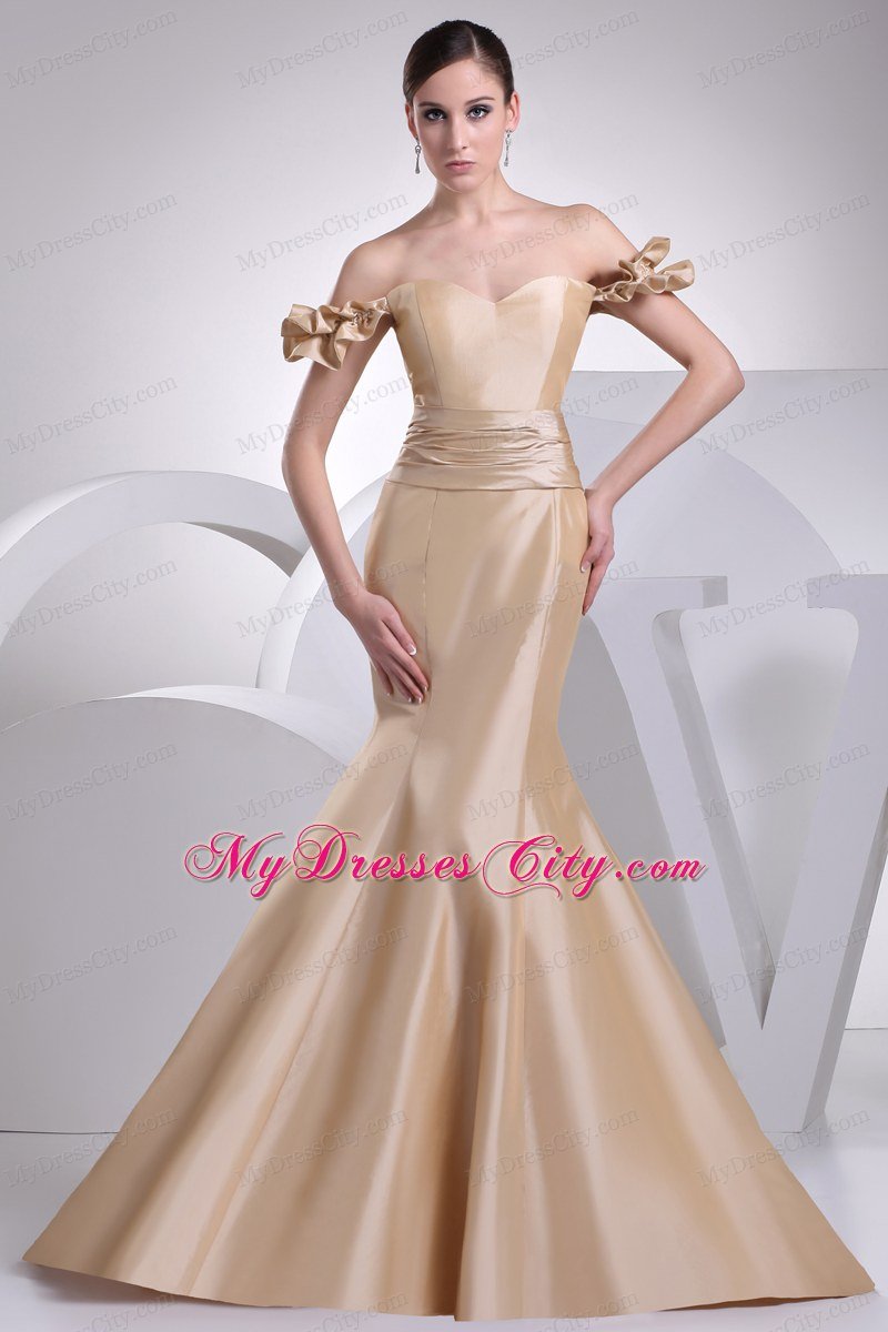 Sexy Memraid Off The Shoulder Champage Celebrity Dress