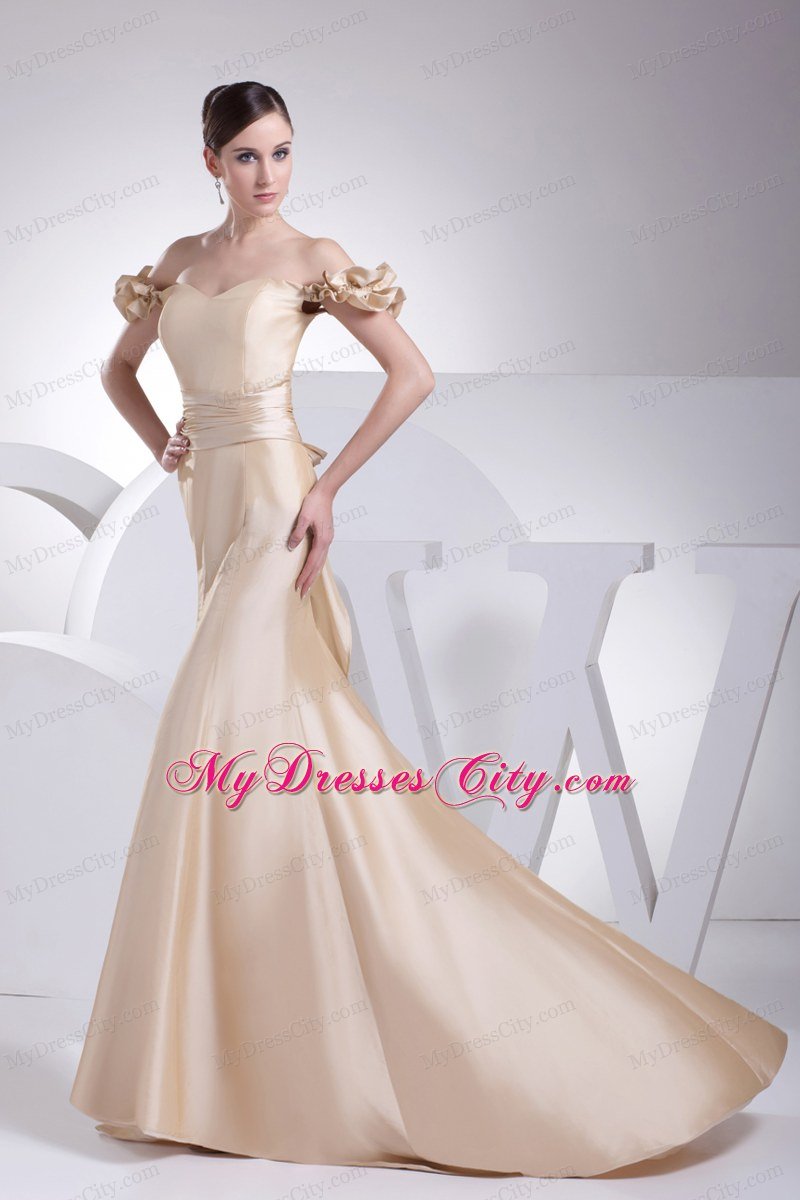 Sexy Memraid Off The Shoulder Champage Celebrity Dress