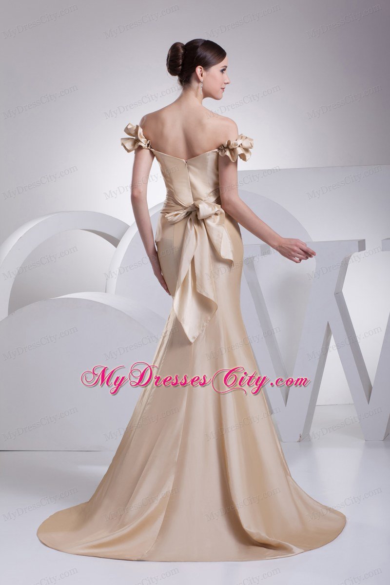 Sexy Memraid Off The Shoulder Champage Celebrity Dress