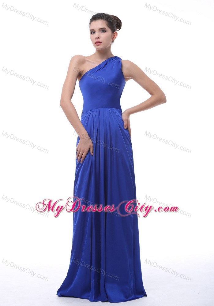 Sleek Royal Blue One Shoulder Maternity Bridesmaid Dress 2013 Floor-length