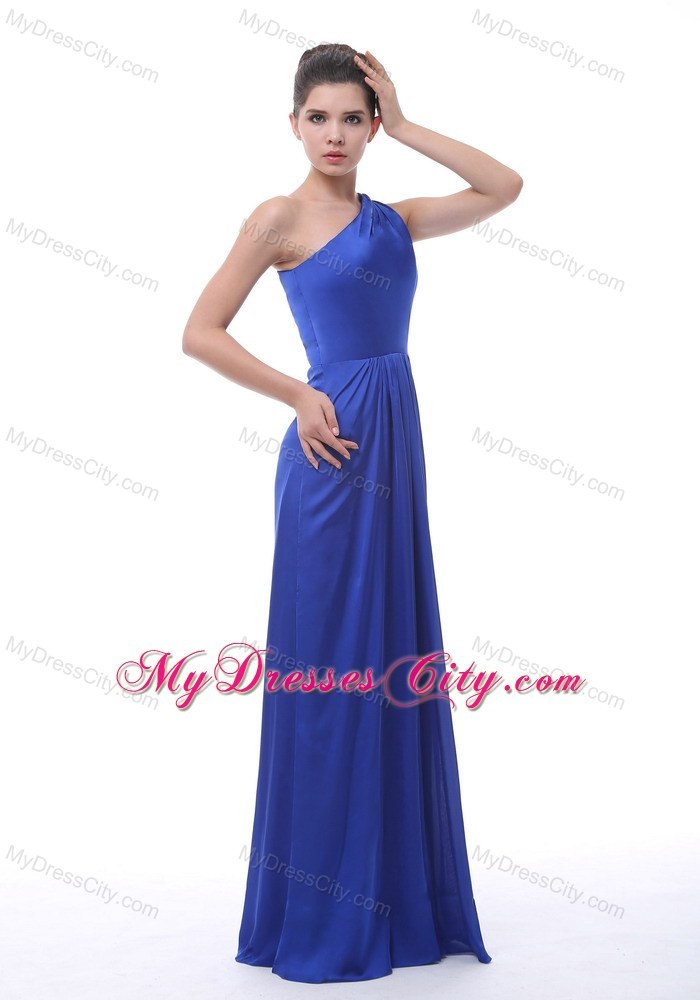 Sleek Royal Blue One Shoulder Maternity Bridesmaid Dress 2013 Floor-length
