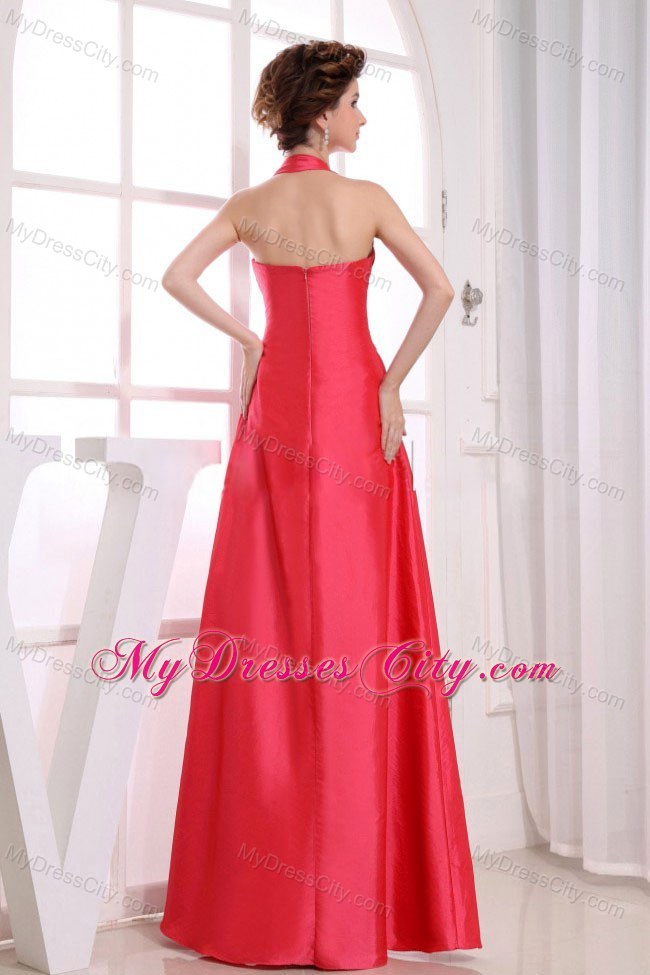 Recommended Red A-Line Floor-length Halter Top 2013 Bridesmaid Dress