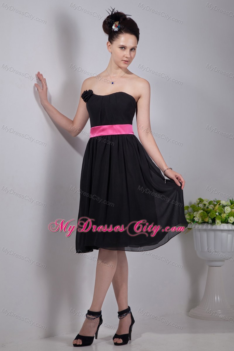 Pink And Black Flower Girl Dresses