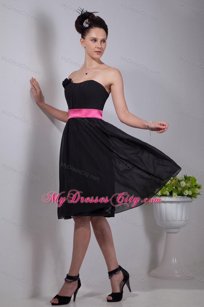 black and pink bridesmaid dresses