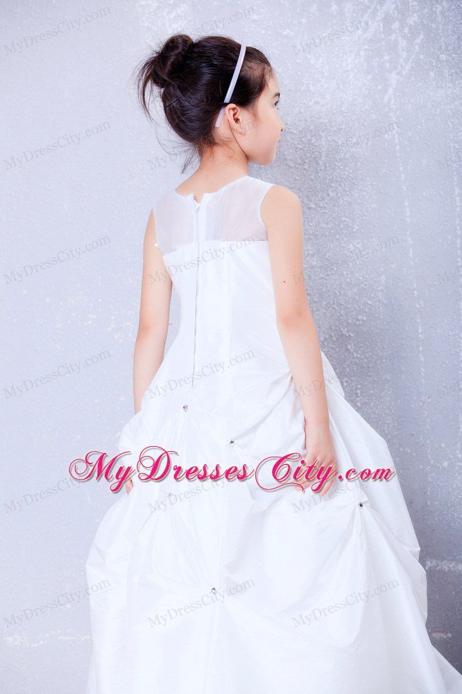 2013 A-line Ankle-length Flower Girl Dress with Bateau and Beading