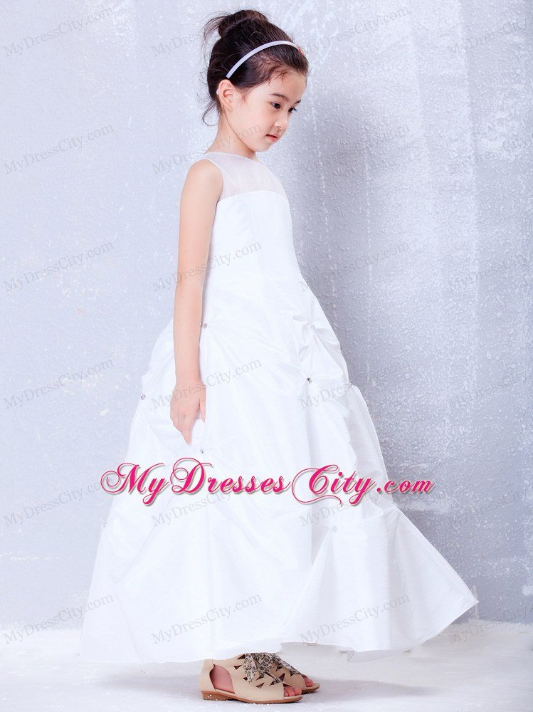 2013 A-line Ankle-length Flower Girl Dress with Bateau and Beading