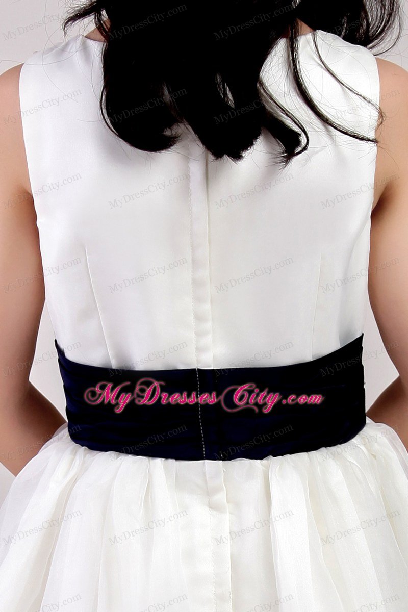 Scoop Neckline A-line Floor-length Little Girl Dress Belt Design