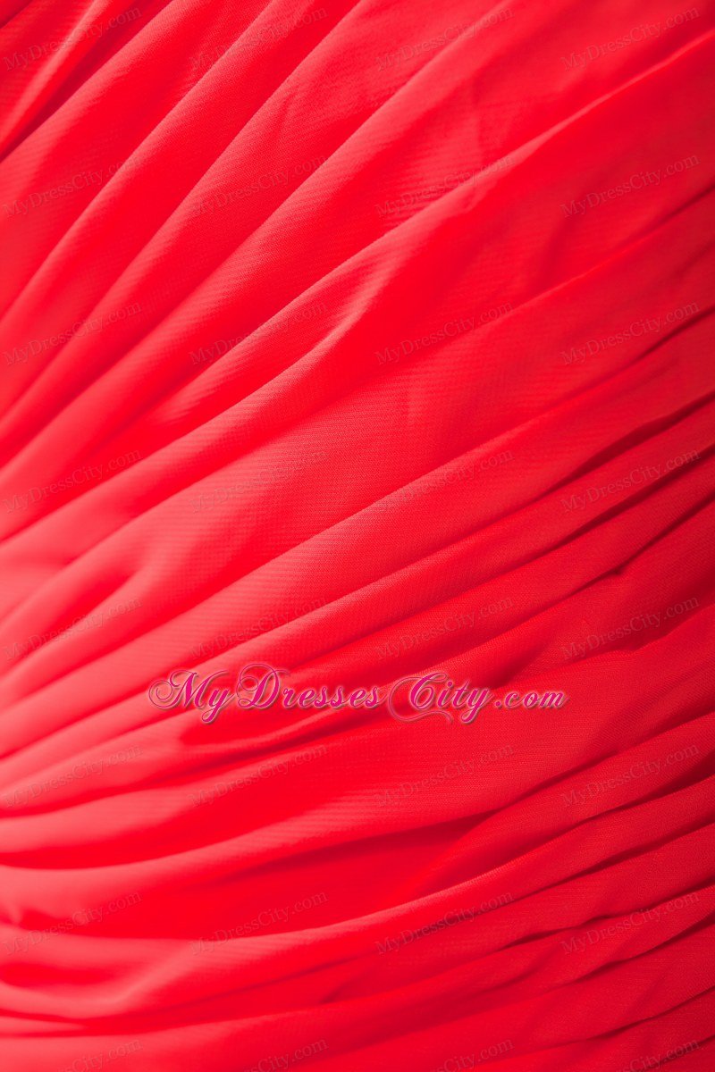 Chiffon Red Sheath One Shoulder Homecoming Dress Ruched