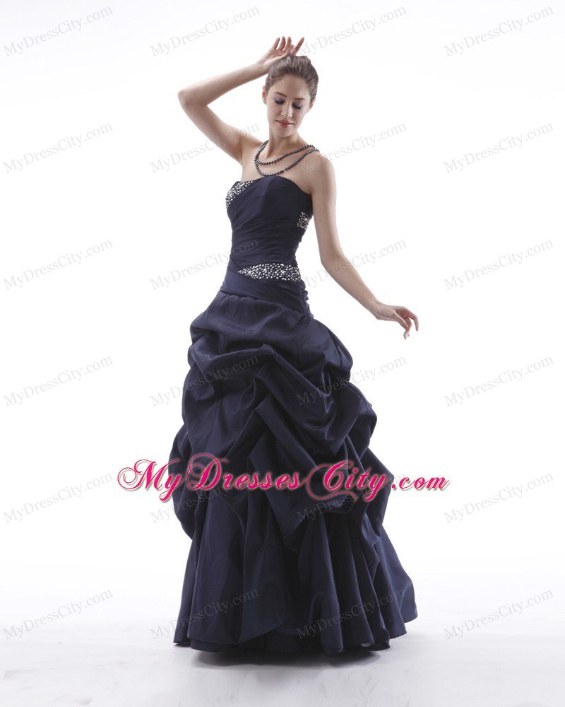 Purple strapless Pick-ups and Beading Prom Gowns for Party