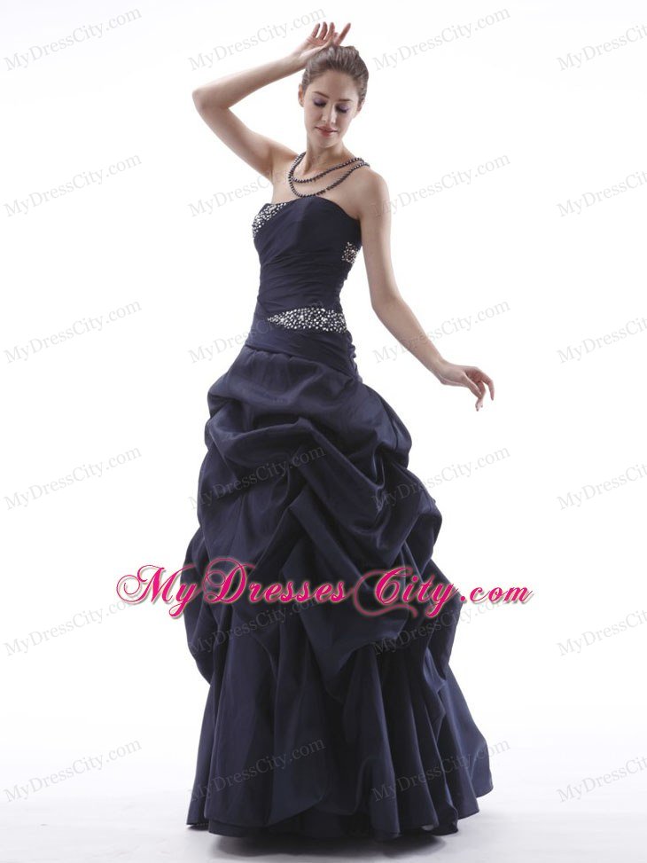 Purple strapless Pick-ups and Beading Prom Gowns for Party