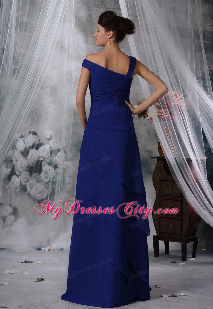 Asymmetrical Tiered Skirt Royal Blue Chiffon Prom Dress For Women