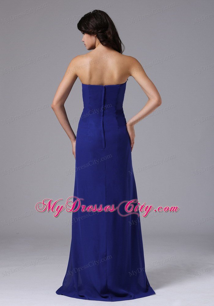 Strapless Peacock Blue For Prom Gown With Ruches Beading on Sale