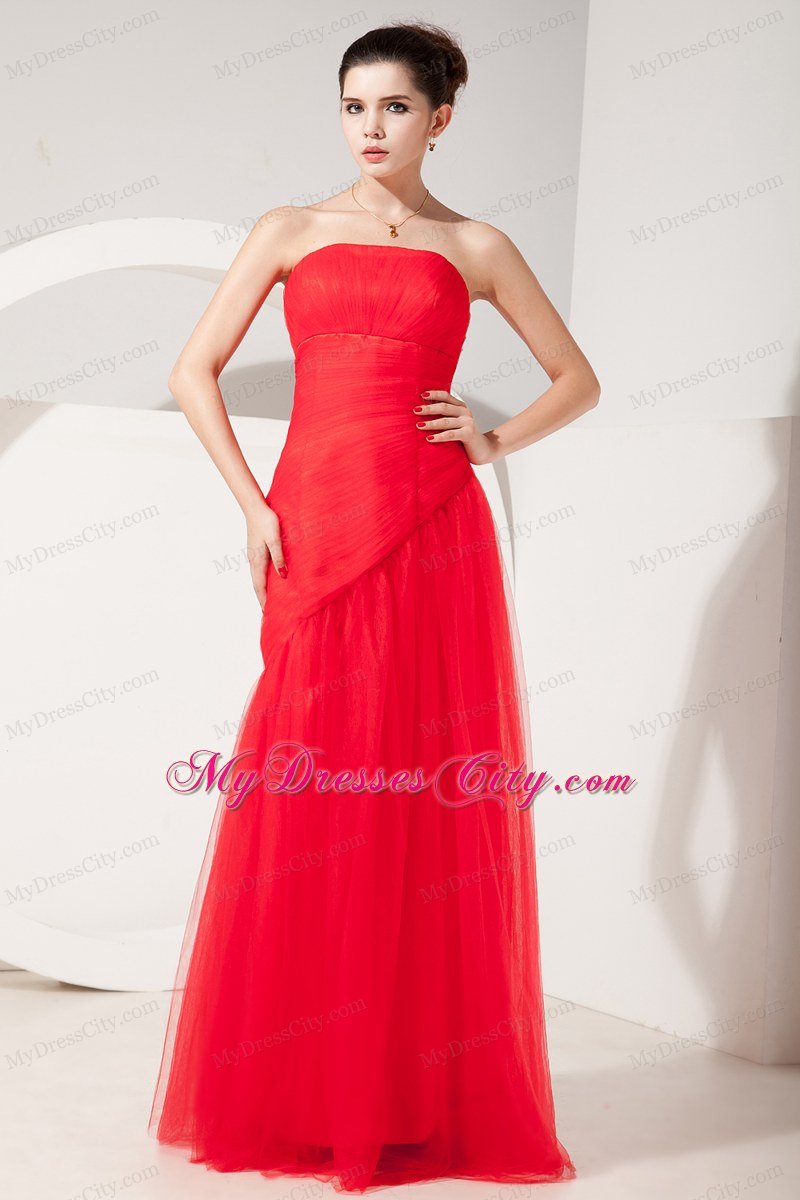 2013 Strapless Princess Tulle Red Dress for Prom with Jacket