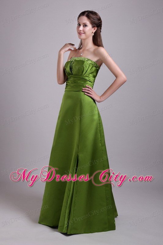 Strapless Beading Princess Olive Green Prom Dress with Jacket