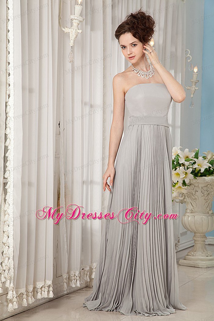 Cheap Pleat Empire Strapless Chiffon Grey Prom Dresses 2013