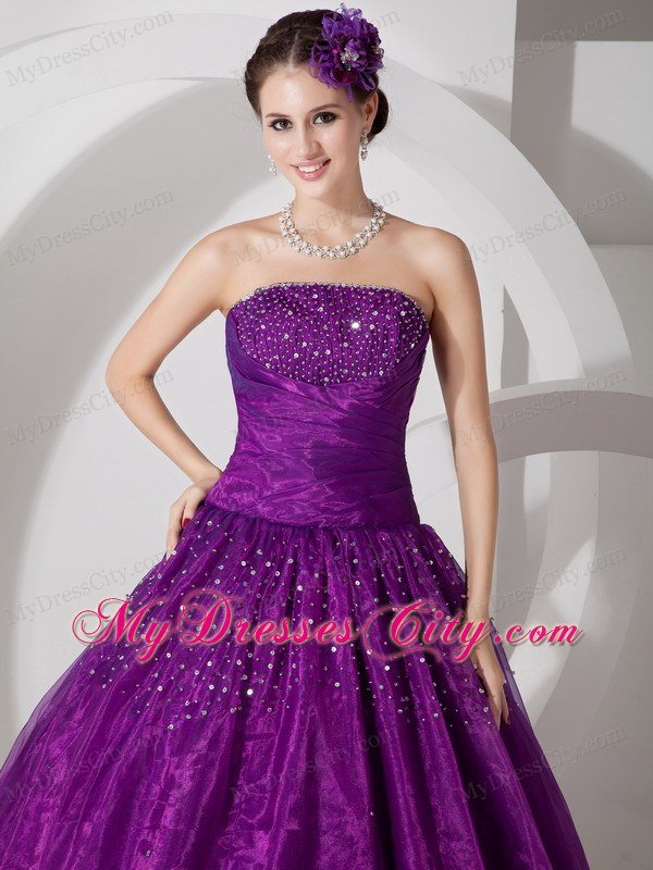 New Arrival Strapless Beaded Dark Purple Quinceanera Gowns For 2013
