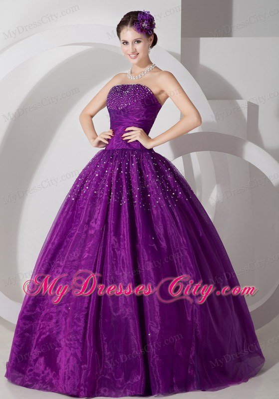 New Arrival Strapless Beaded Dark Purple Quinceanera Gowns For 2013