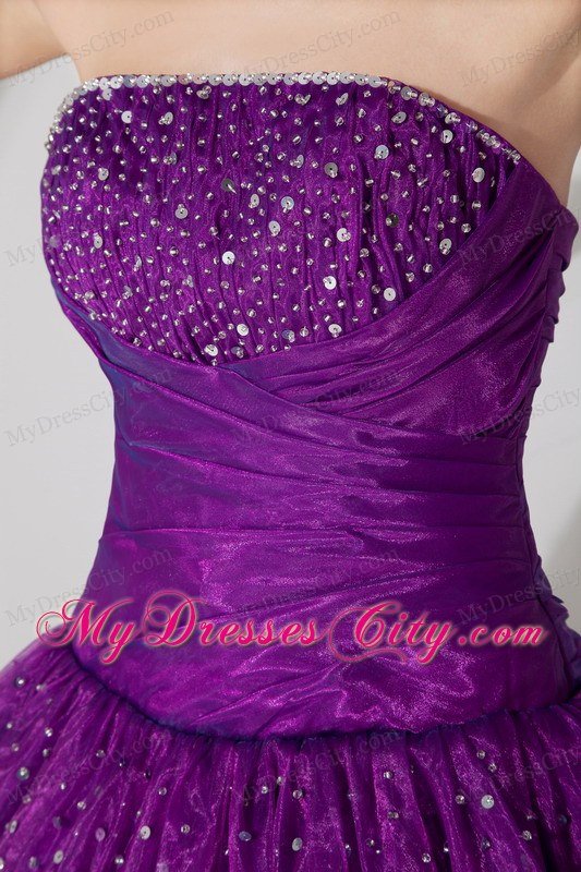 New Arrival Strapless Beaded Dark Purple Quinceanera Gowns For 2013