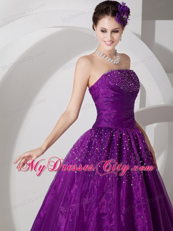 New Arrival Strapless Beaded Dark Purple Quinceanera Gowns For 2013