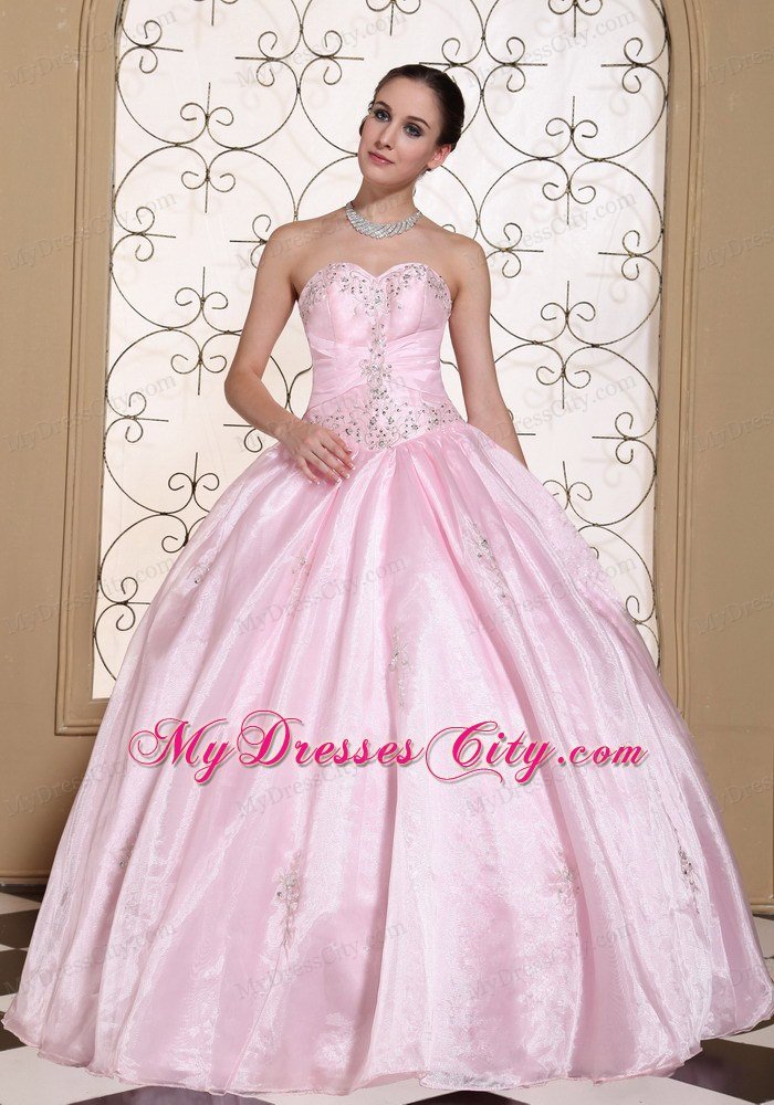 Pretty Sweetheart Beaded Baby Pink Quinceanera Gowns For Cheap