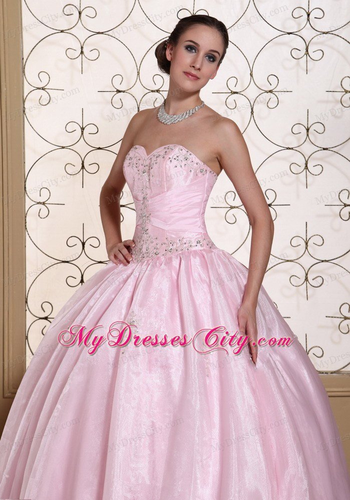 Pretty Sweetheart Beaded Baby Pink Quinceanera Gowns For Cheap