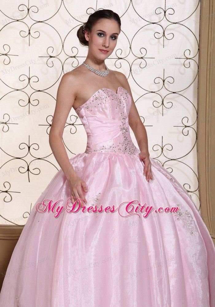 Pretty Sweetheart Beaded Baby Pink Quinceanera Gowns For Cheap