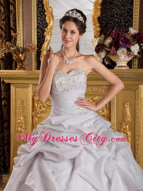 Pick Up and Beading Grey Sweetheart Quinceanera Dress Under 300