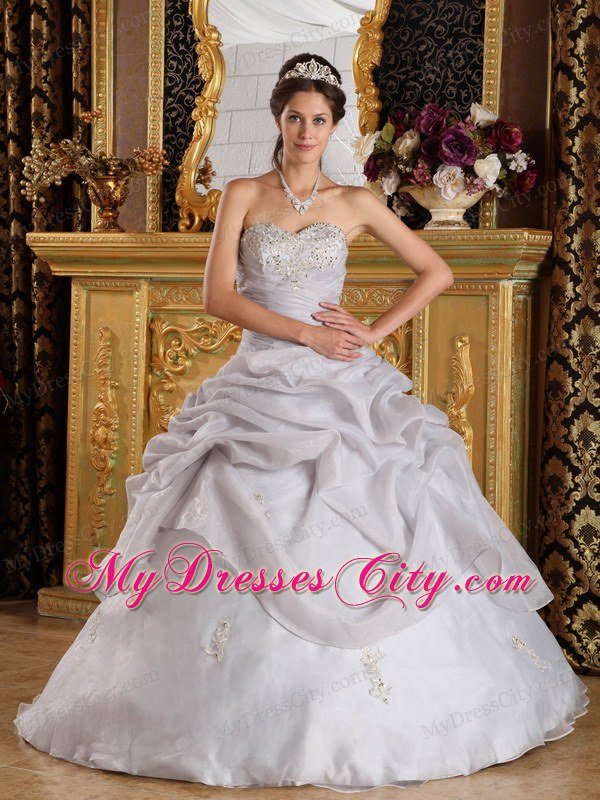Pick Up and Beading Grey Sweetheart Quinceanera Dress Under 300