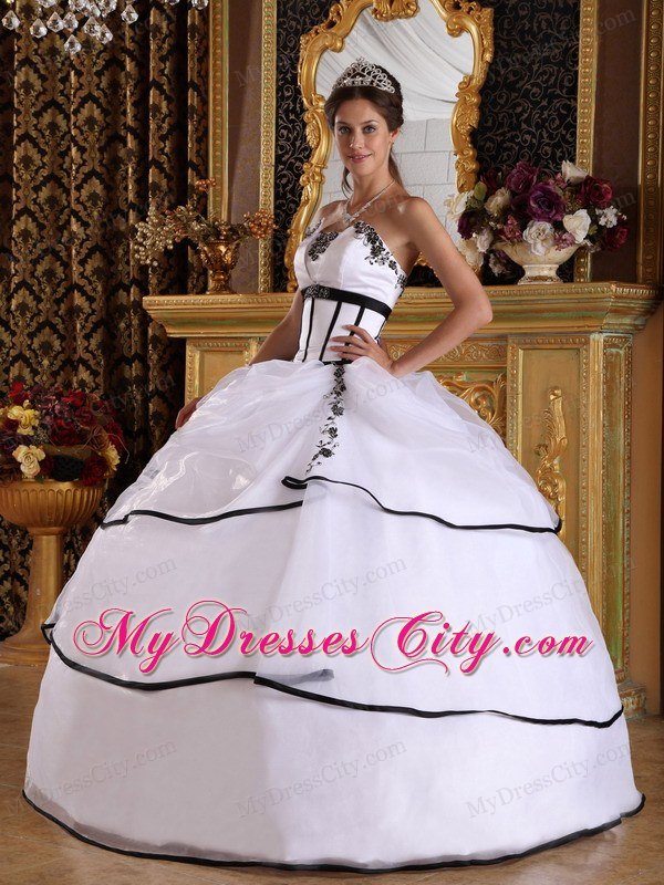 Strapless White Appliques 2013 Spring Quinceanera Dresses Under 300
