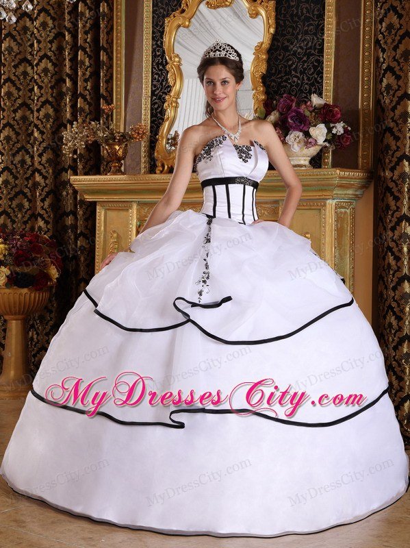 Strapless White Appliques 2013 Spring Quinceanera Dresses Under 300
