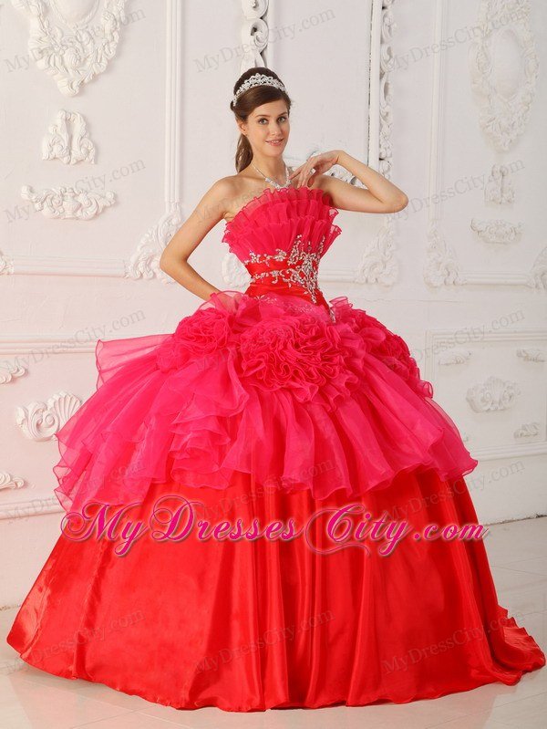 Prom Dress with Cool Neckline Beaded Red Quinceanera Dress