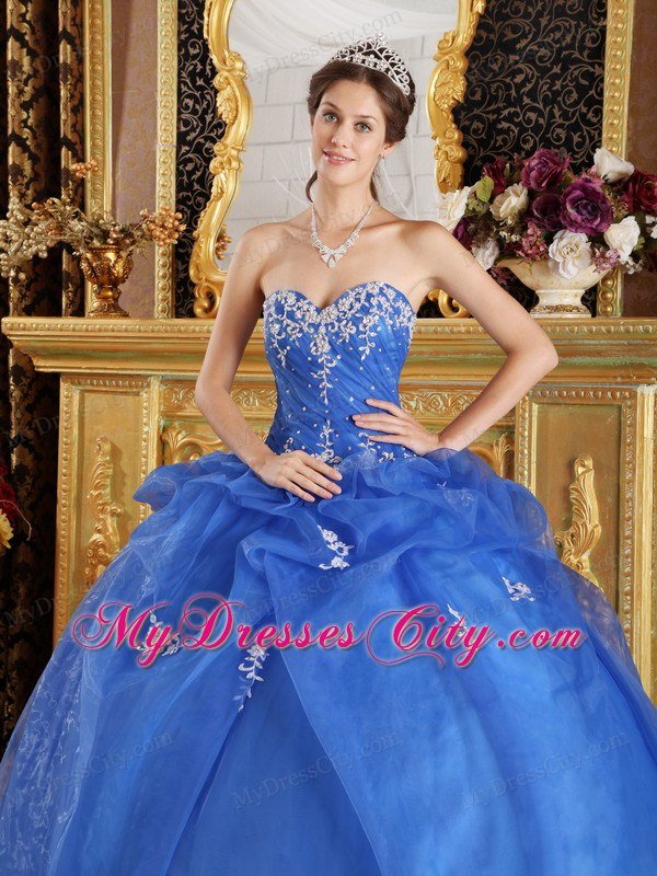 Affordable Blue Sweetheart Appliques Quinceanera Dress For 2013