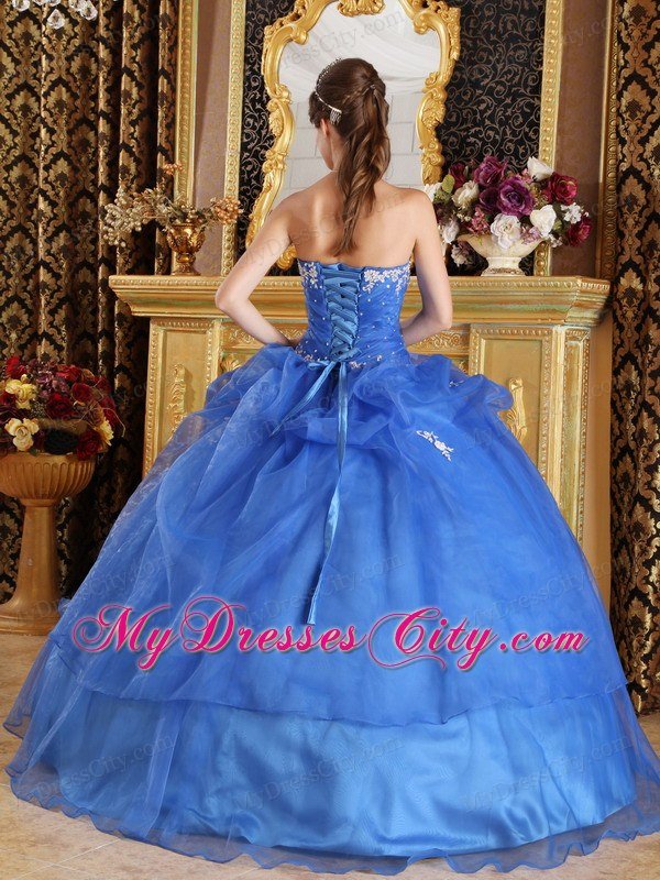 Affordable Blue Sweetheart Appliques Quinceanera Dress For 2013
