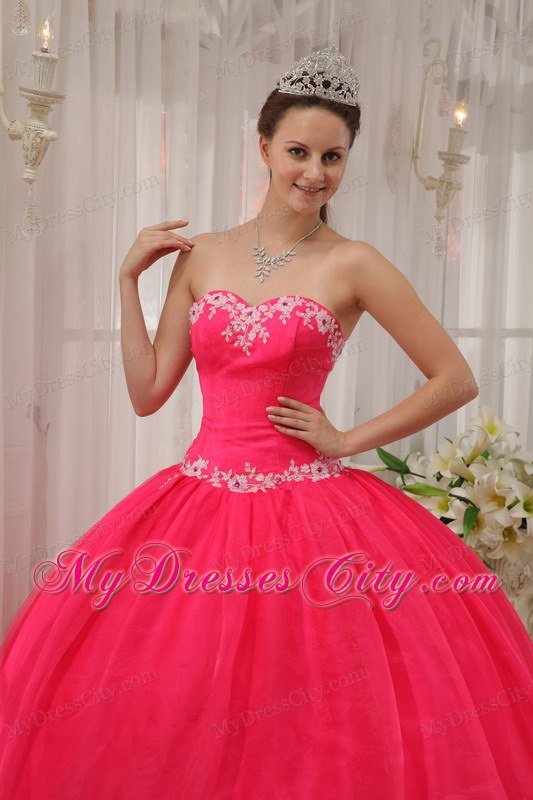 Sweetheart Appliques Coral Red 2013 Quinceanera Dress For Girls
