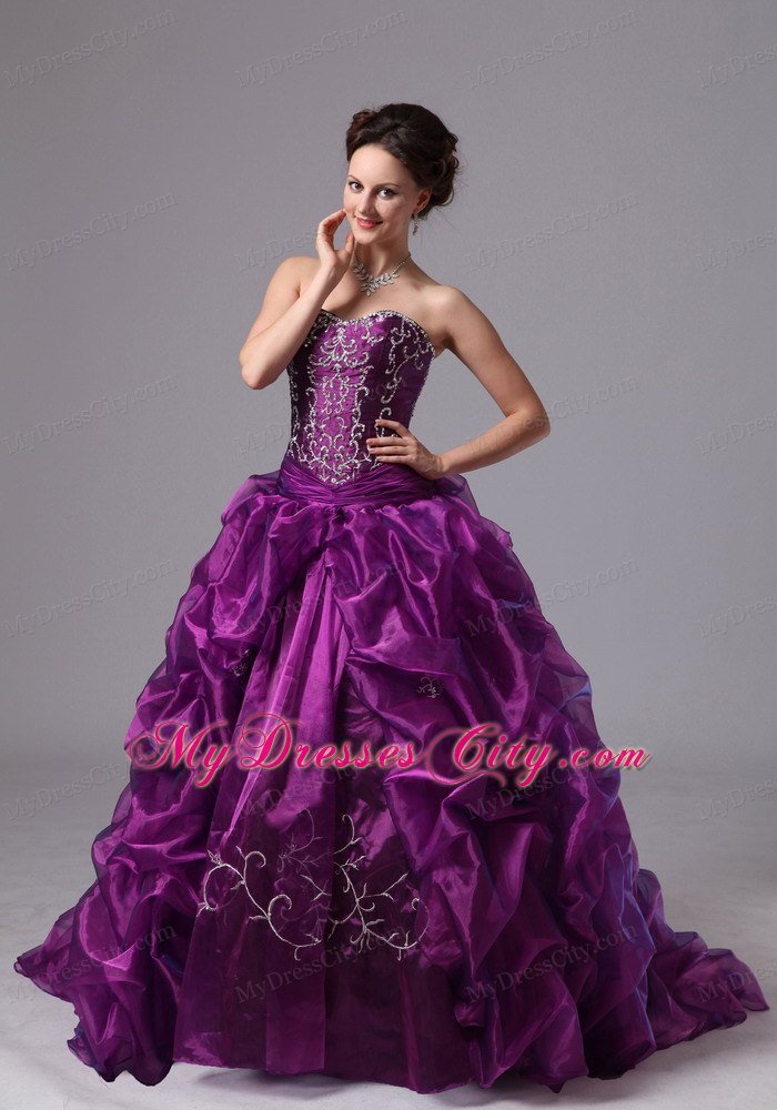 Eggplant Purple Pick-ups 2013 Strapless Quinceanera Dress For Party