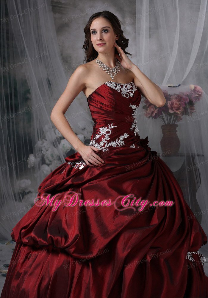 Beautiful Burgundy Ruches Strapless Dress for Sweet 15 for party