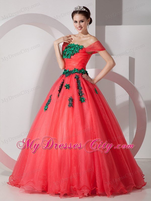 Off The Shoulder Princess Organza Quinceanera Gowns with Appliques